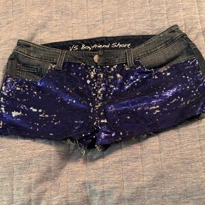 Victoria's Secret Sequin Jean Shorts - Blue